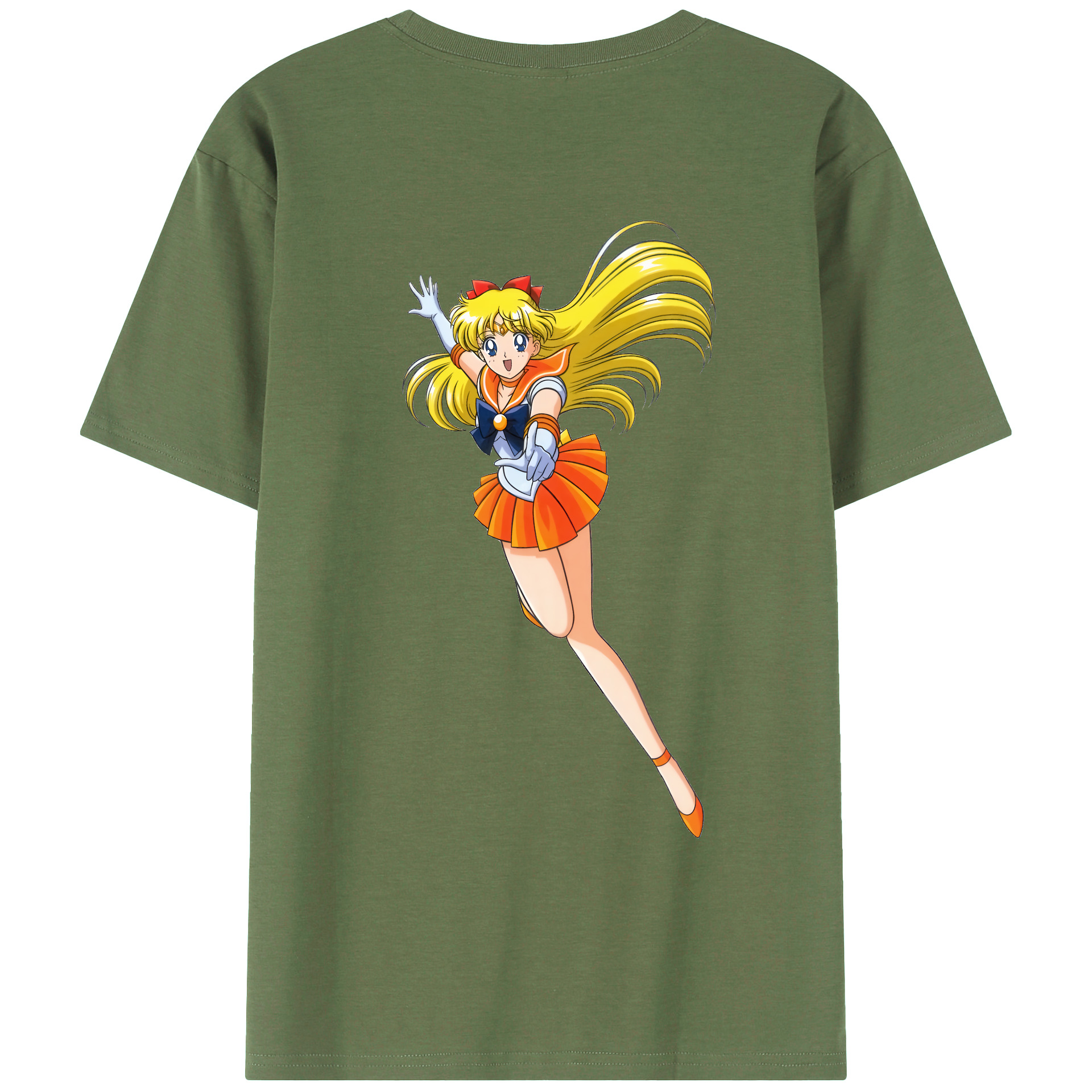 （画像用） 美少女戦士セーラームーン 愛野 美奈子 あいの みなこ Sailor Moon Aino Minako 綿100％ メンズ半袖Tシャツ（バックプリント） 通気性